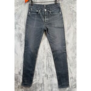 APC Petit Standard Jeans Mens 27 28x30 Gray Stonewash Slim Tapered Whiskers